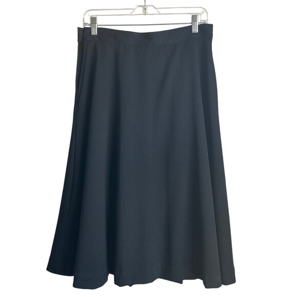 Vintage Rafaella M Made Italy Black Wool A-Line Full Midi Skirt Preppy Old Money - Picture 2 of 12